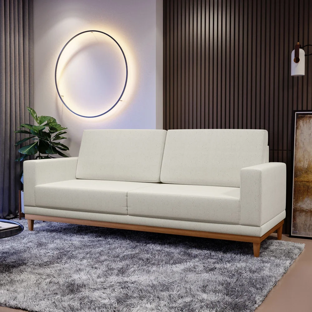 Sofá Living 145cm 2 Lugares Kayrós D05 Linho Cru - Mpozenato