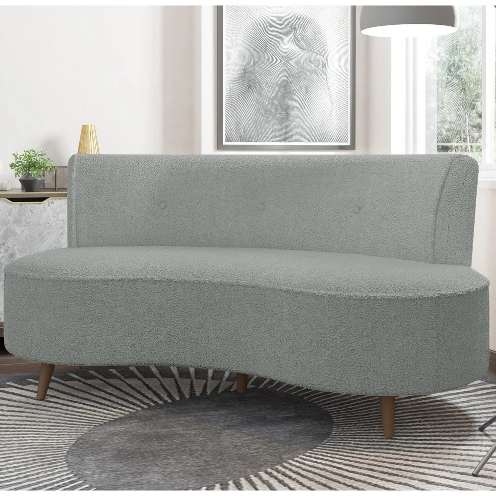 Sofá 2 Lugares para Sala Living 135cm Pés Palito Korah Z08 Boucle Cinza Escuro - Mpozenato