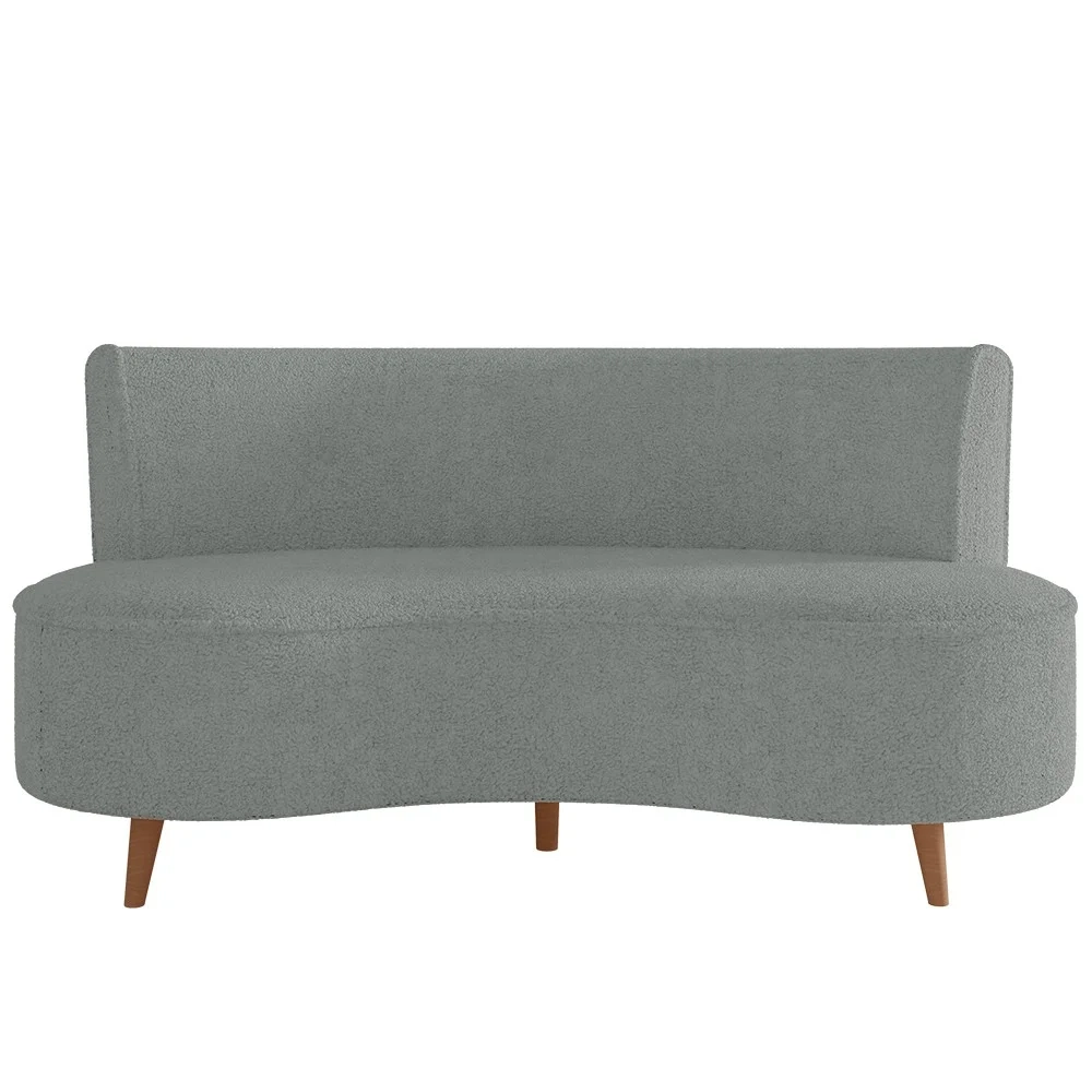 Sofá 2 Lugares para Sala Living 135cm Pés Palito Korah Z08 Boucle Cinza Escuro - Mpozenato