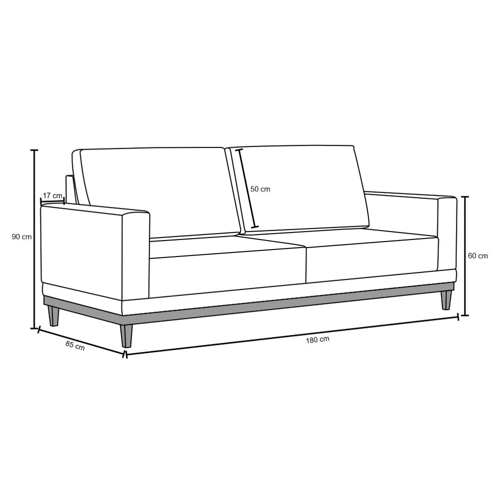 Sofá Living 180cm 3 Lugares Kayrós D05 Linho Chumbo - Mpozenato