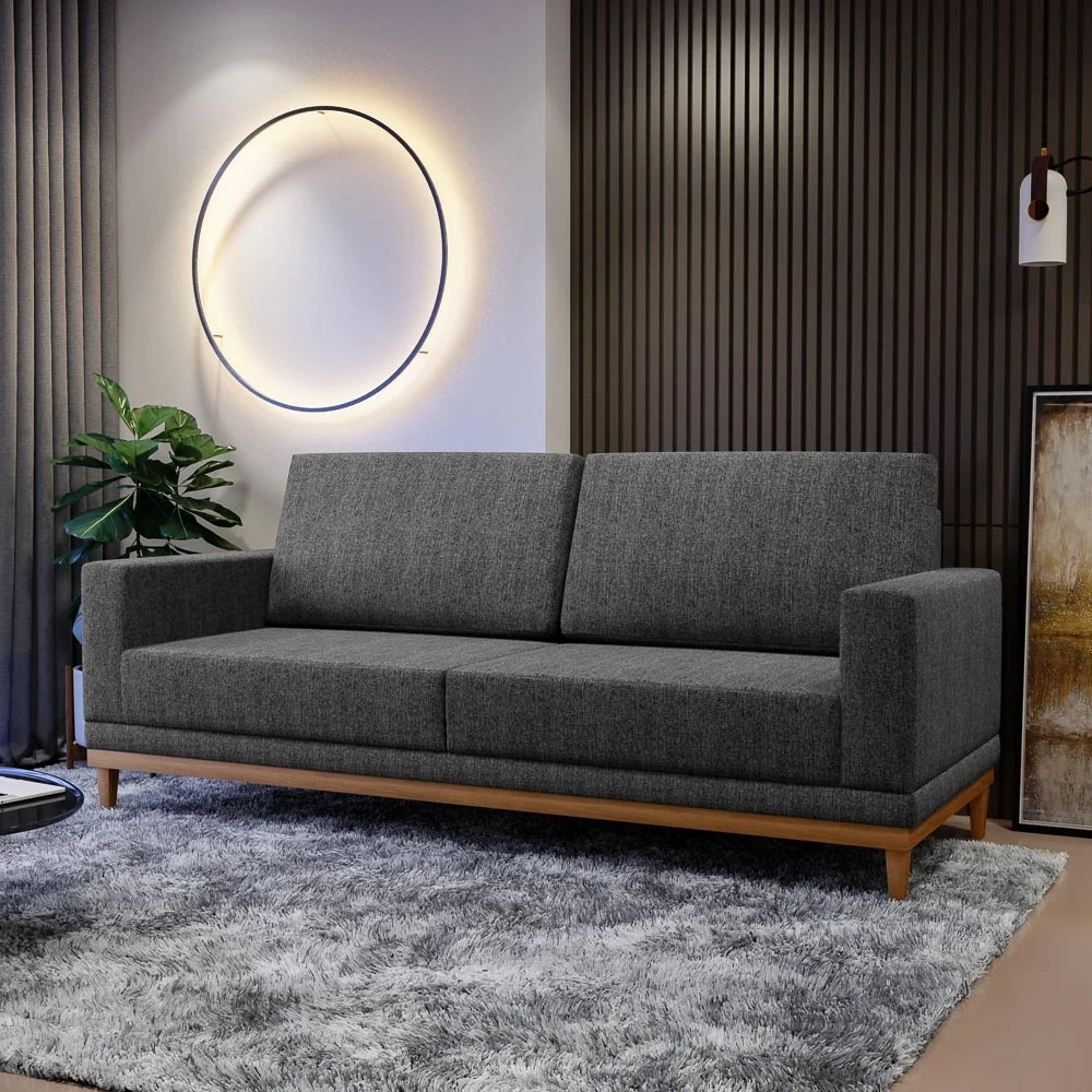 Sofá Living 160cm 2 Lugares Kayrós D05 Linho Chumbo - Mpozenato