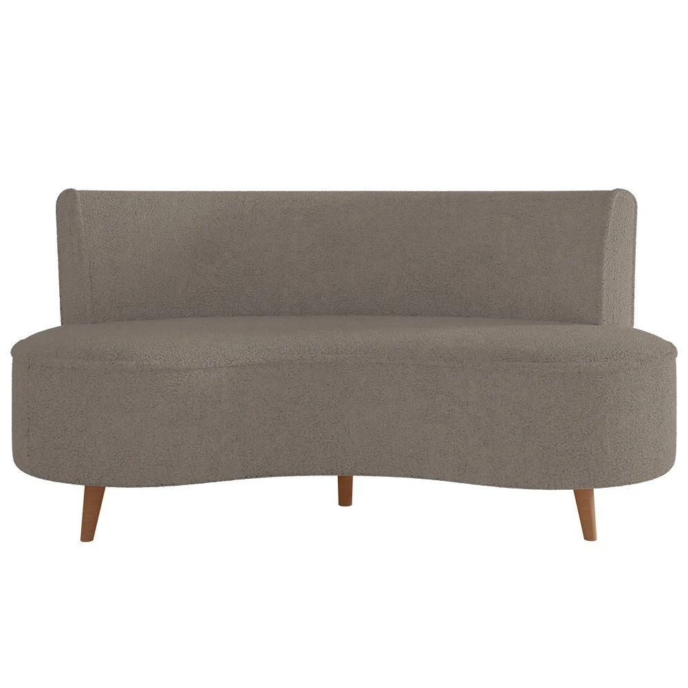 Sofá 2 Lugares para Sala Living 135cm Pés Palito Korah Z08 Boucle Bege Escuro - Mpozenato