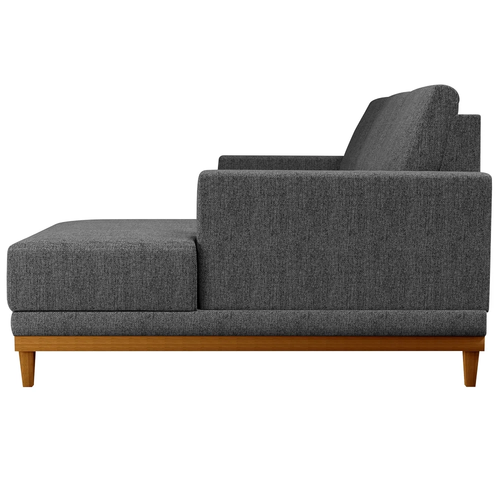 Sofá Living 200cm 3 Lugares Com Chaise Direito Kayrós D05 Linho Chumbo - Mpozenato