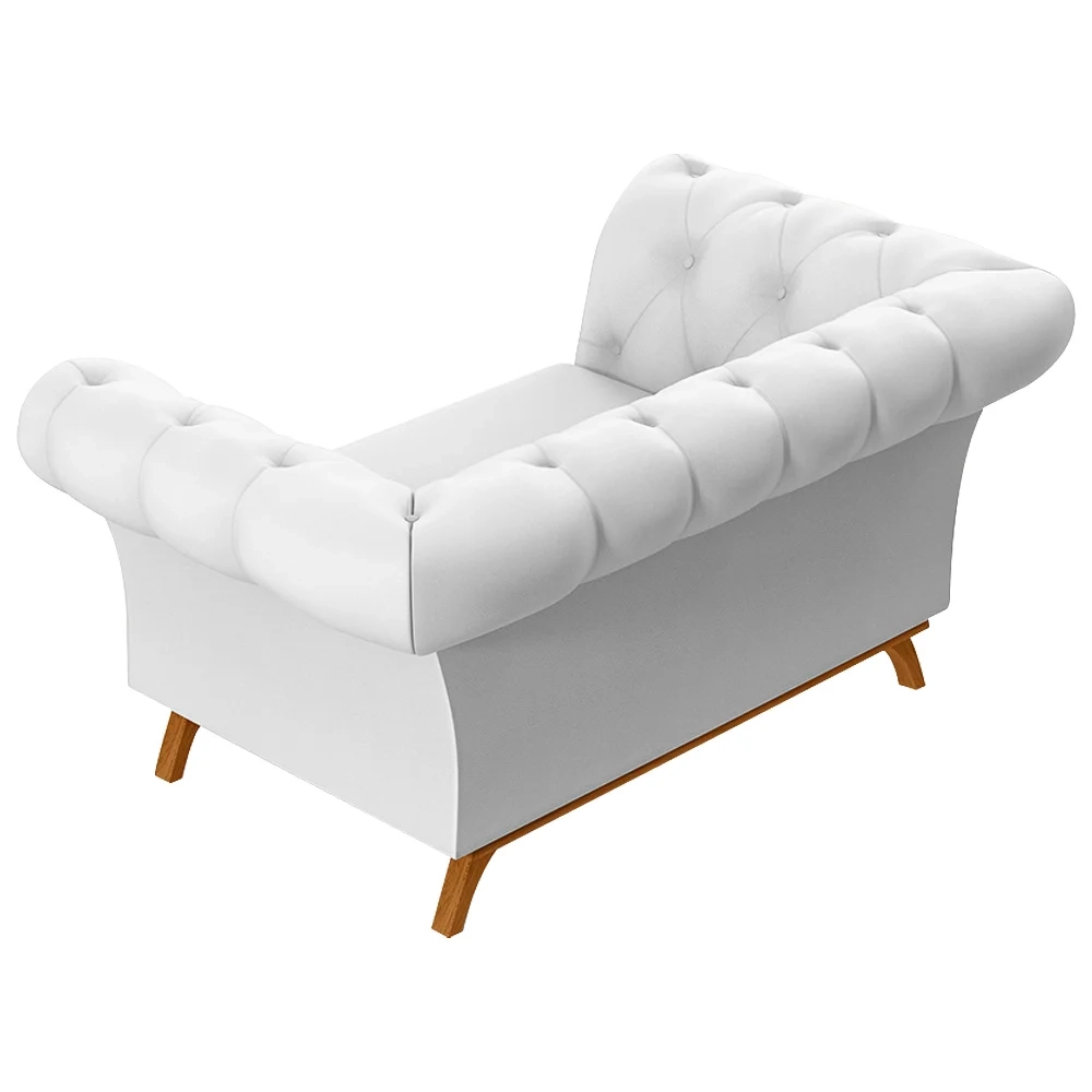 Sofá para Sala de Estar 150cm 1 Lugar Base Madeira Império C-12 Corano Branco - Domi