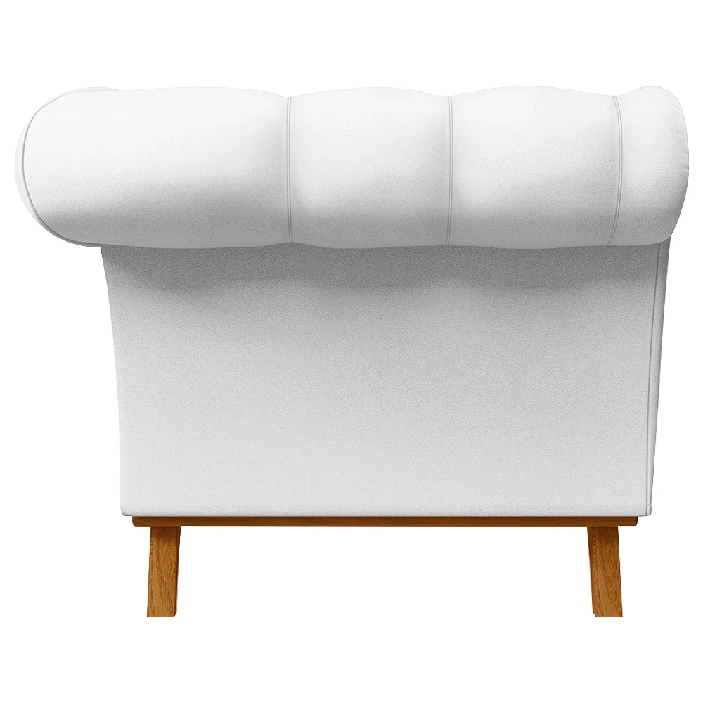 Sofá para Sala de Estar 150cm 1 Lugar Base Madeira Império C-12 Corano Branco - Domi