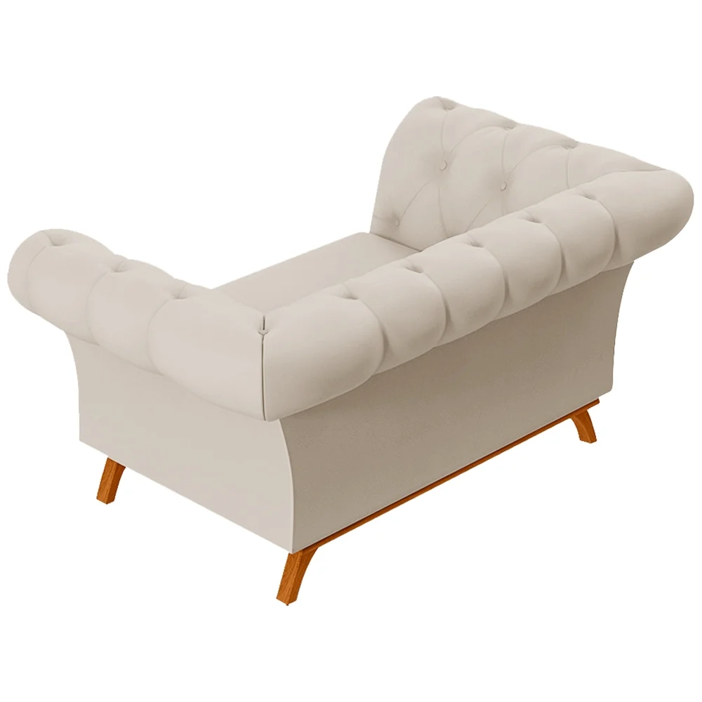 Sofá para Sala de Estar 150cm 1 Lugar Base Madeira Império C-26 Corano Bege - Domi