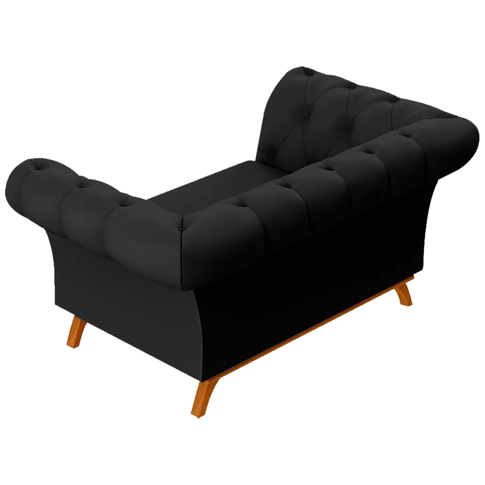 Sofá para Sala de Estar 150cm 1 Lugar Base Madeira Império C-05 Corano Preto - Domi