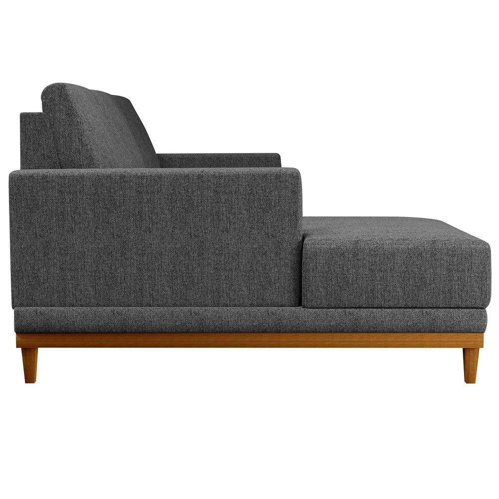 Sofá Living 200cm 3 Lugares Com Chaise Esquerdo Kayrós D05 Linho Chumbo - Mpozenato