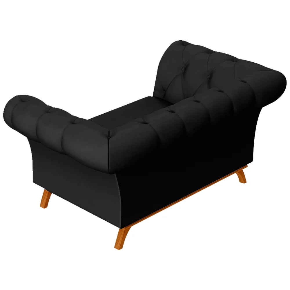 Sofá 150cm 2 Lugares Base Madeira Império C-300 Veludo Preto - Domi