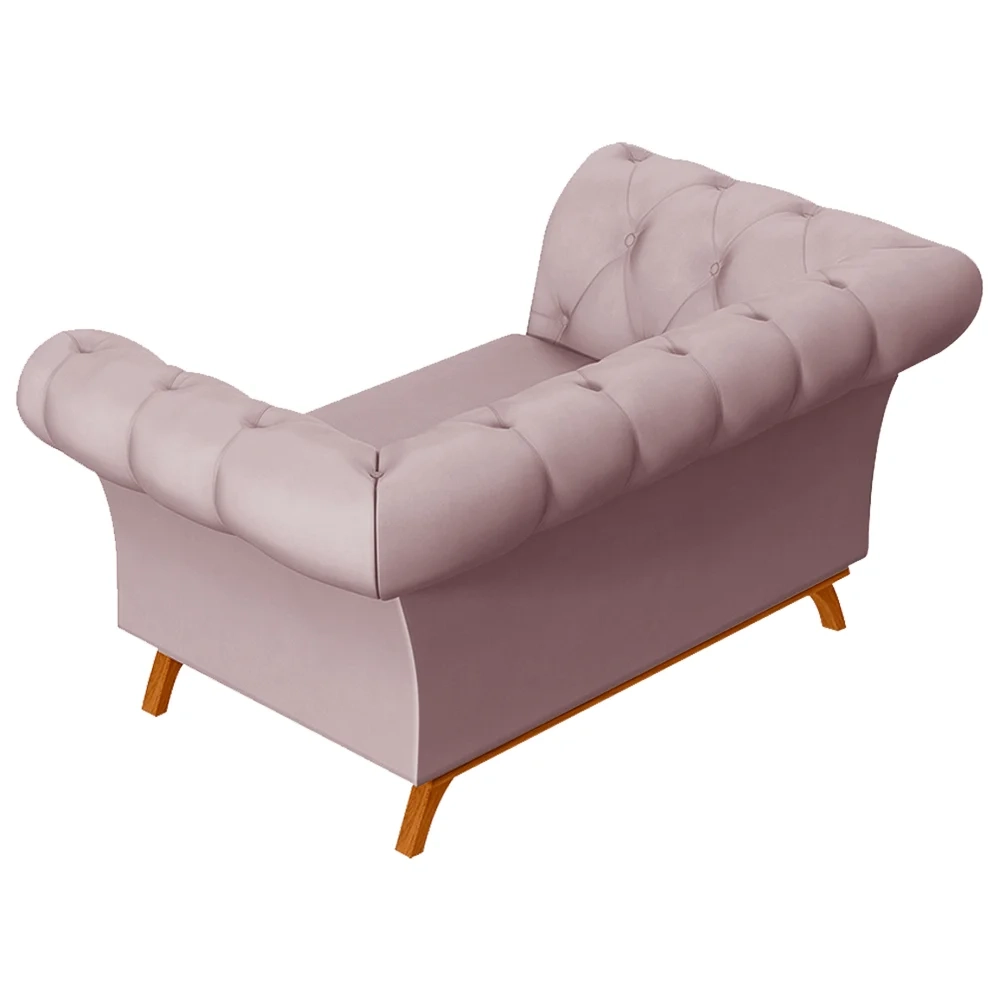 Sofá 150cm 2 Lugares Base Madeira Império C-305 Veludo Rosê - Domi