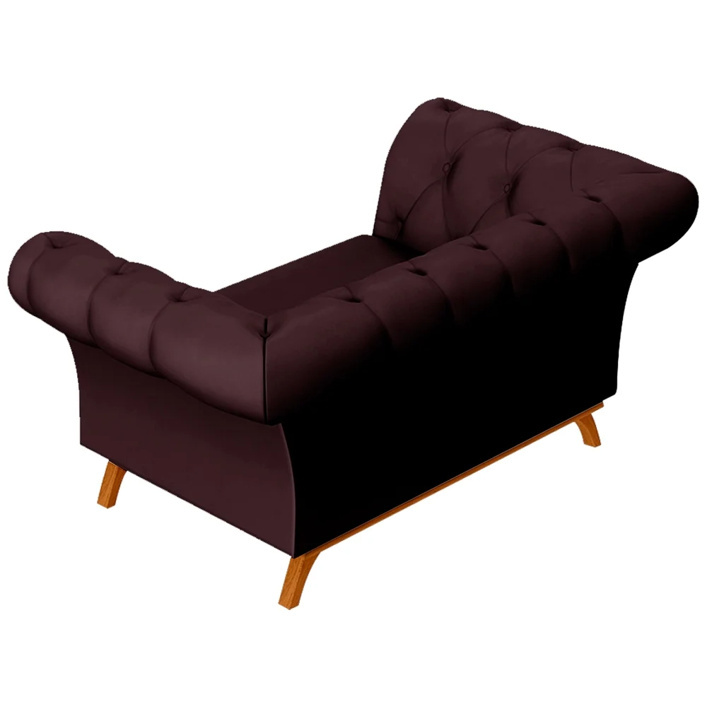 Sofá 150cm 2 Lugares Base Madeira Império C-292 Veludo Bordô - Domi