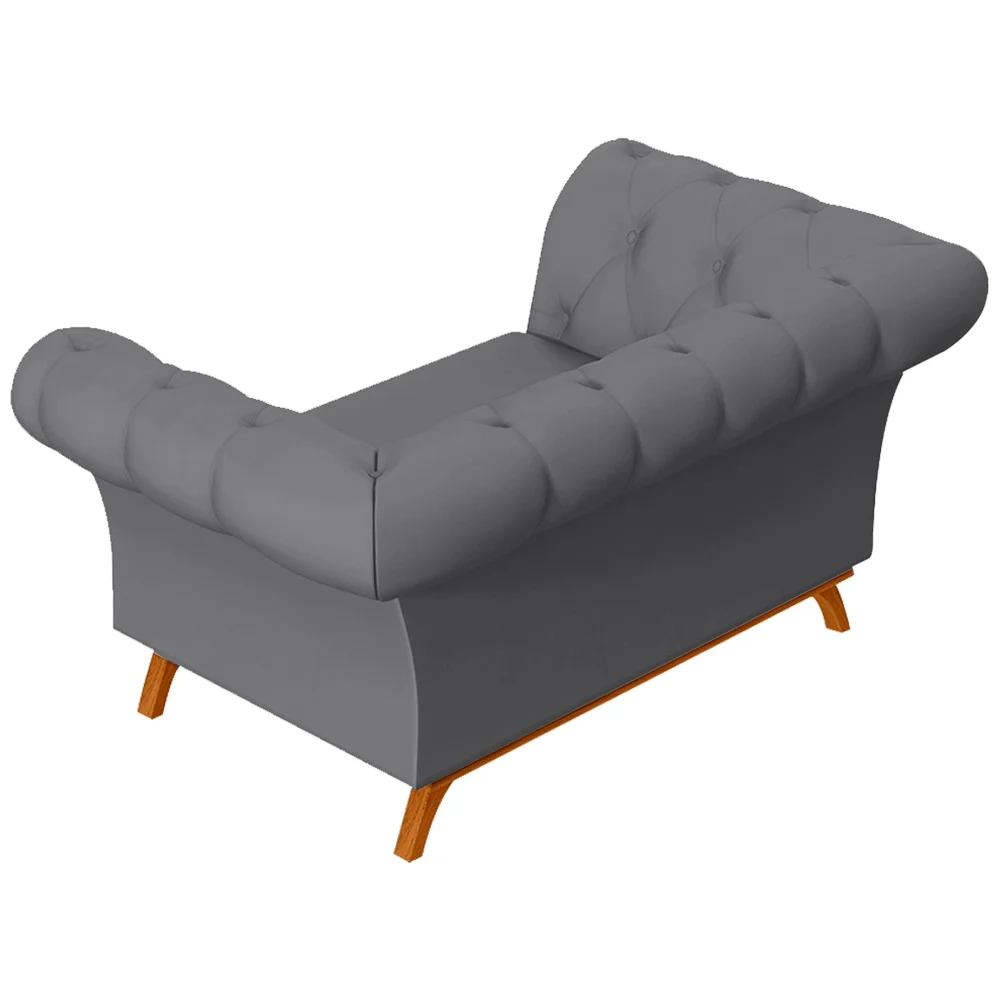 Sofá 150cm 2 Lugares Base Madeira Império D-317 Veludo Cinza - Domi