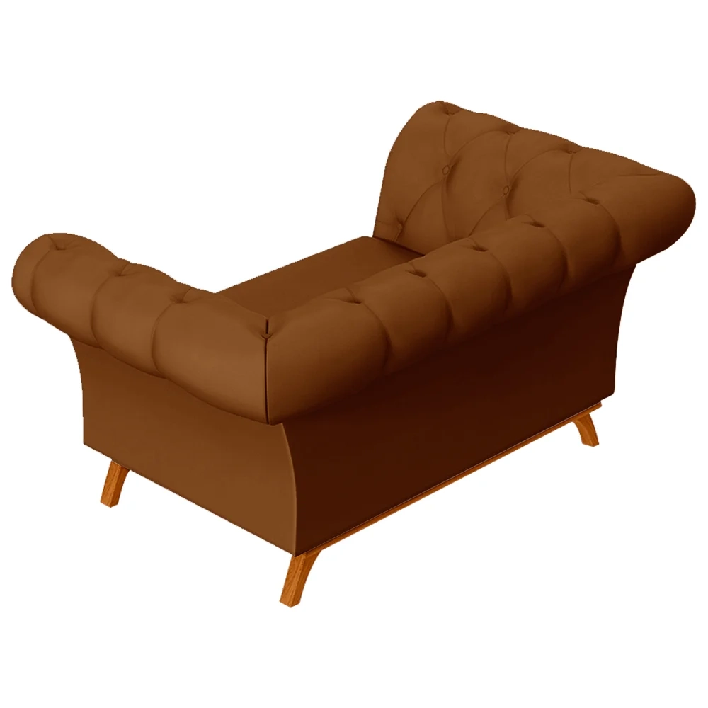 Sofá 150cm 2 Lugares Base Madeira Império C-262 Veludo Telha - Domi