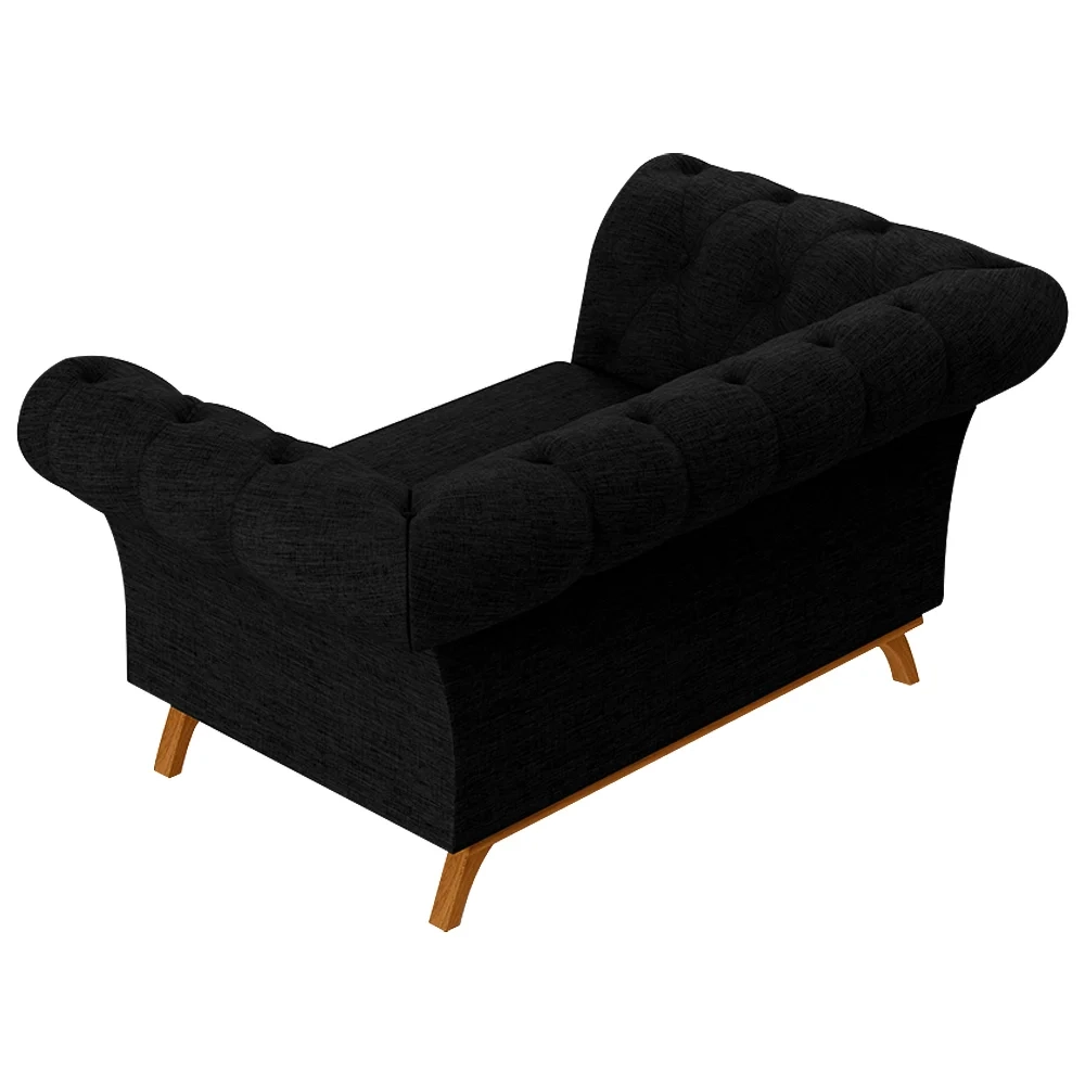 Sofá 150cm 2 Lugares Base Madeira Império D-465 Linho Chumbo - Domi