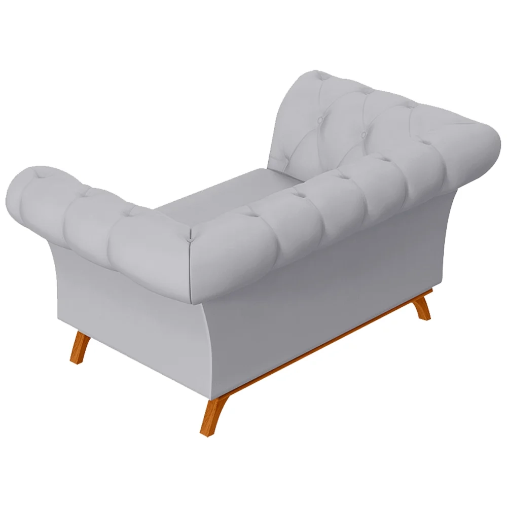 Sofá 150cm 2 Lugares Base Madeira Império D-315 Linho Cinza Claro - Domi