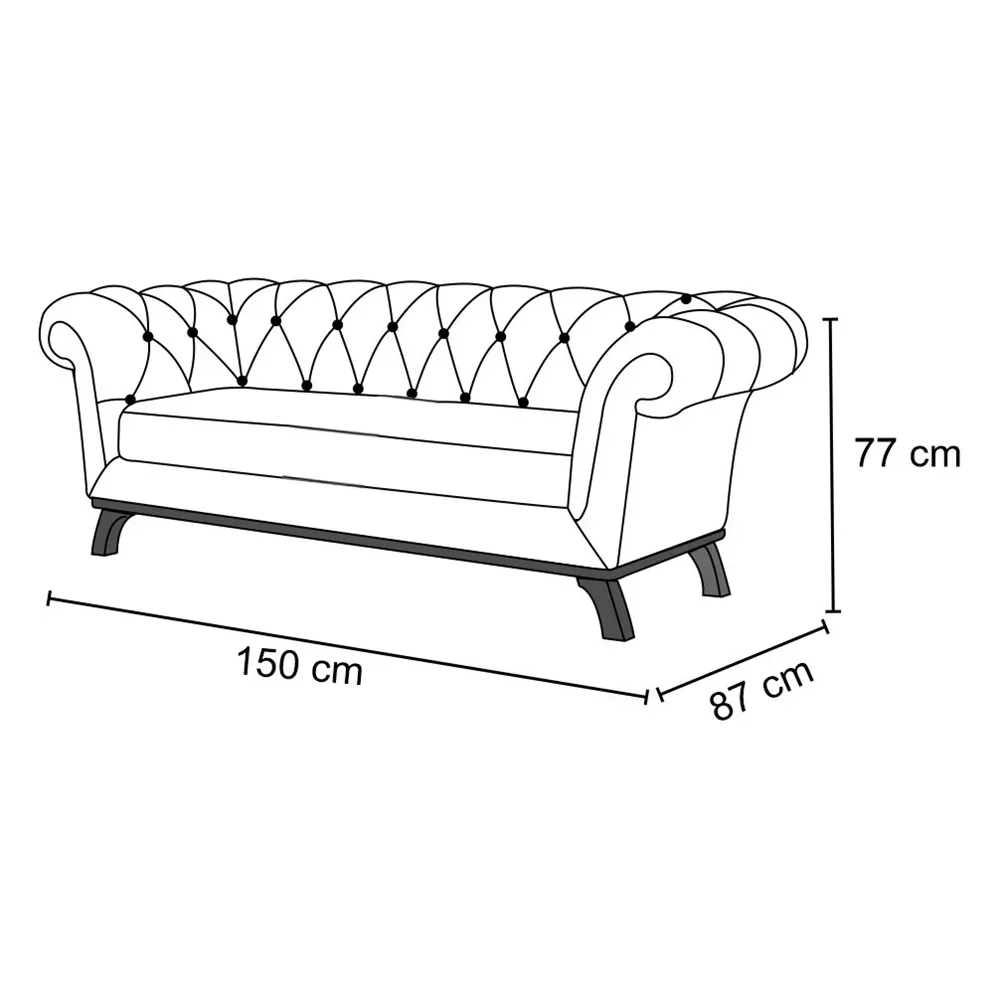 Sofá 150cm 2 Lugares Base Madeira Império D-315 Linho Cinza Claro - Domi