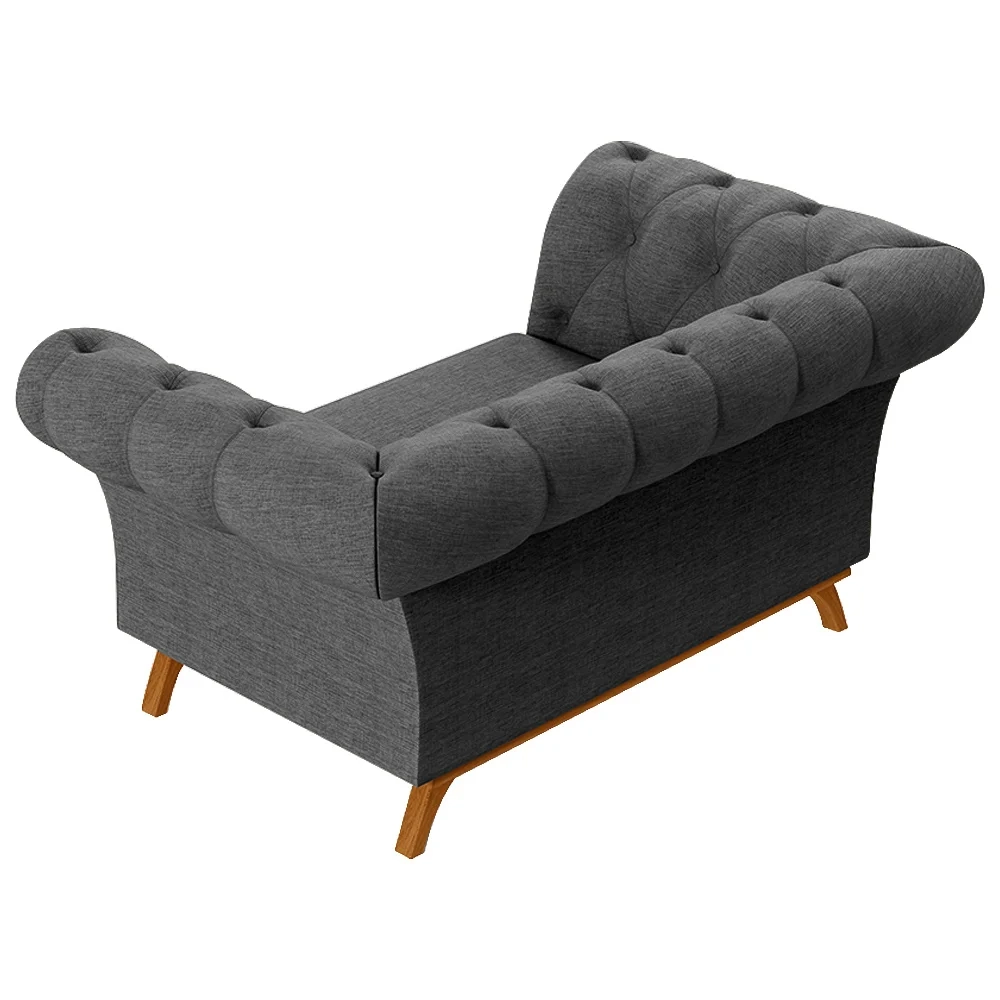 Sofá para Sala de Estar 150cm 1 Lugar Base Madeira Império C-416 Linho Cinza Escuro - Domi