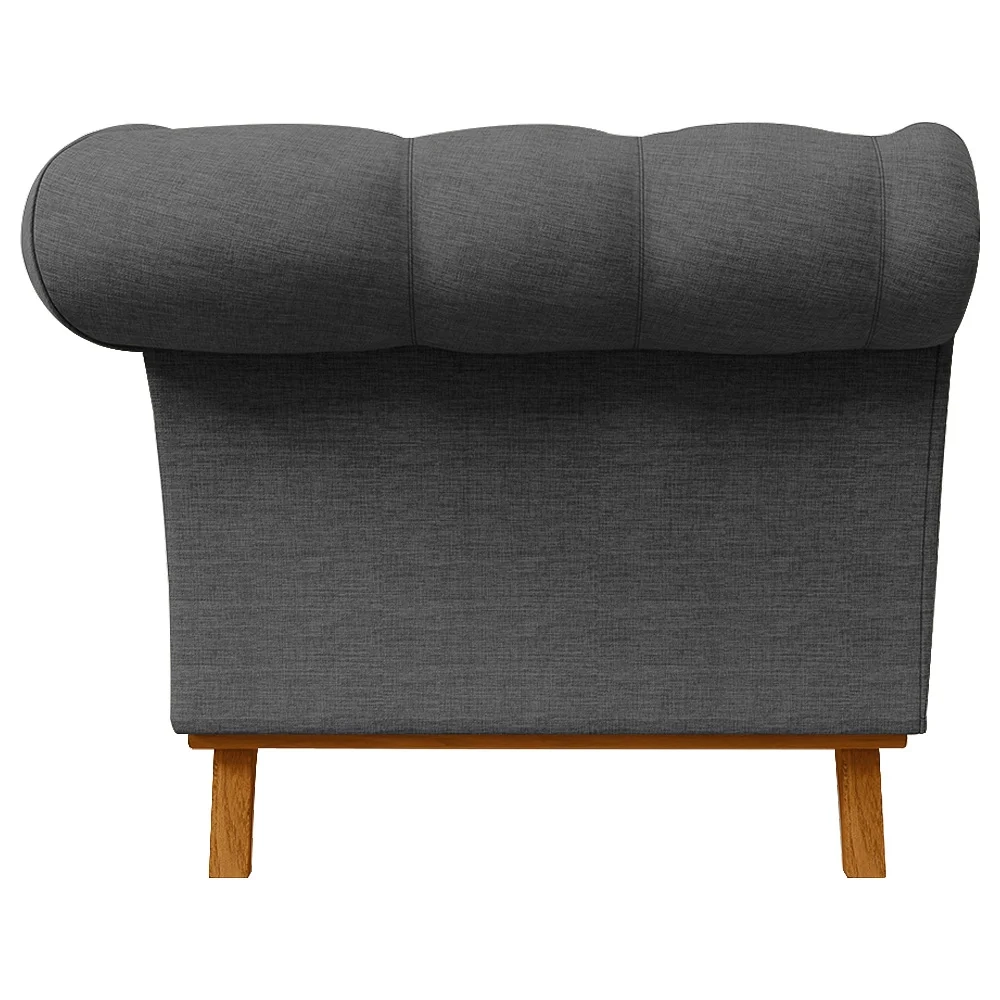 Sofá para Sala de Estar 150cm 1 Lugar Base Madeira Império C-416 Linho Cinza Escuro - Domi