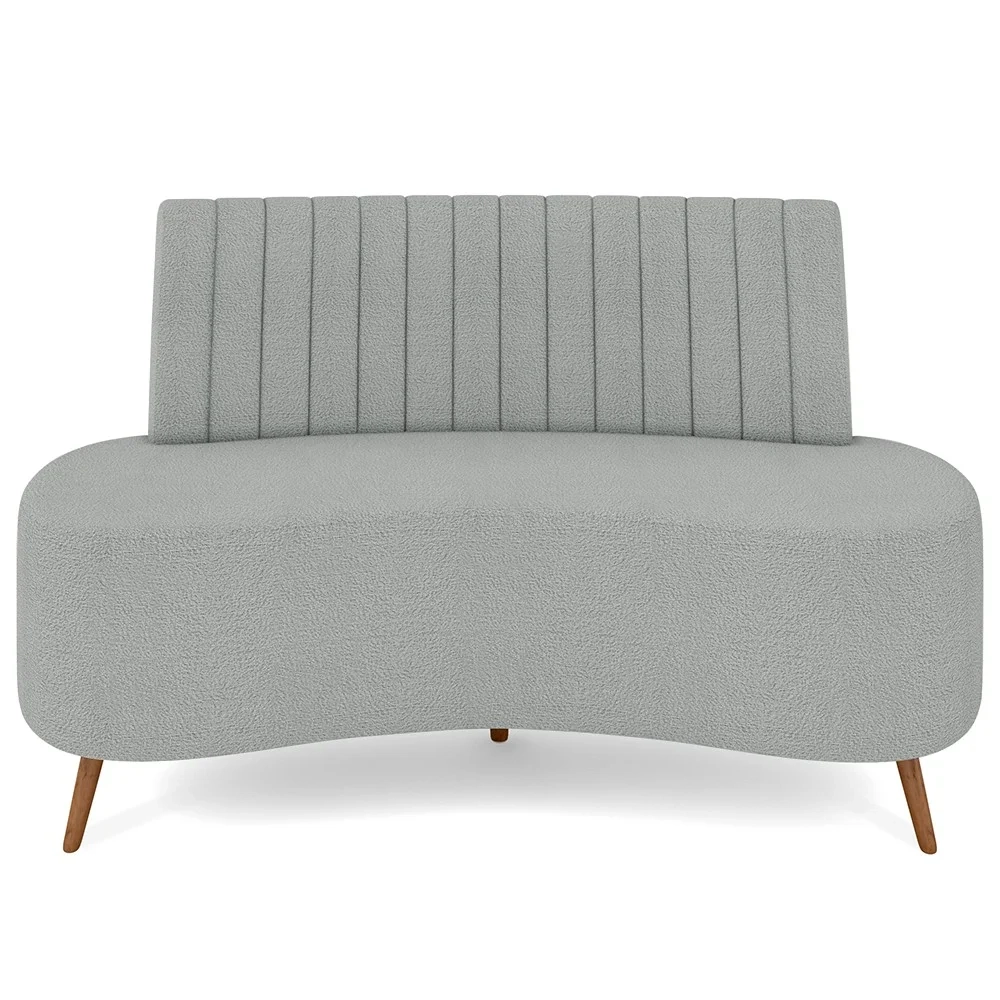 Sofá 2 Lugares para Sala Living 160cm Pés Palito Tamar Z08 Boucle Cinza Claro - Mpozenato
