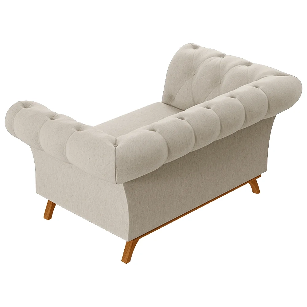 Sofá para Sala de Estar 150cm 1 Lugar Base Madeira Império C-107 Linho Bege - Domi