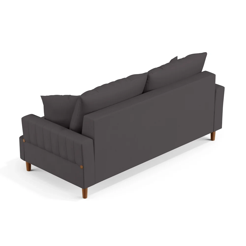 Sofá Living 2 Lugares 160cm com Almofadas Veras D05 Suede Cinza - Mpozenato