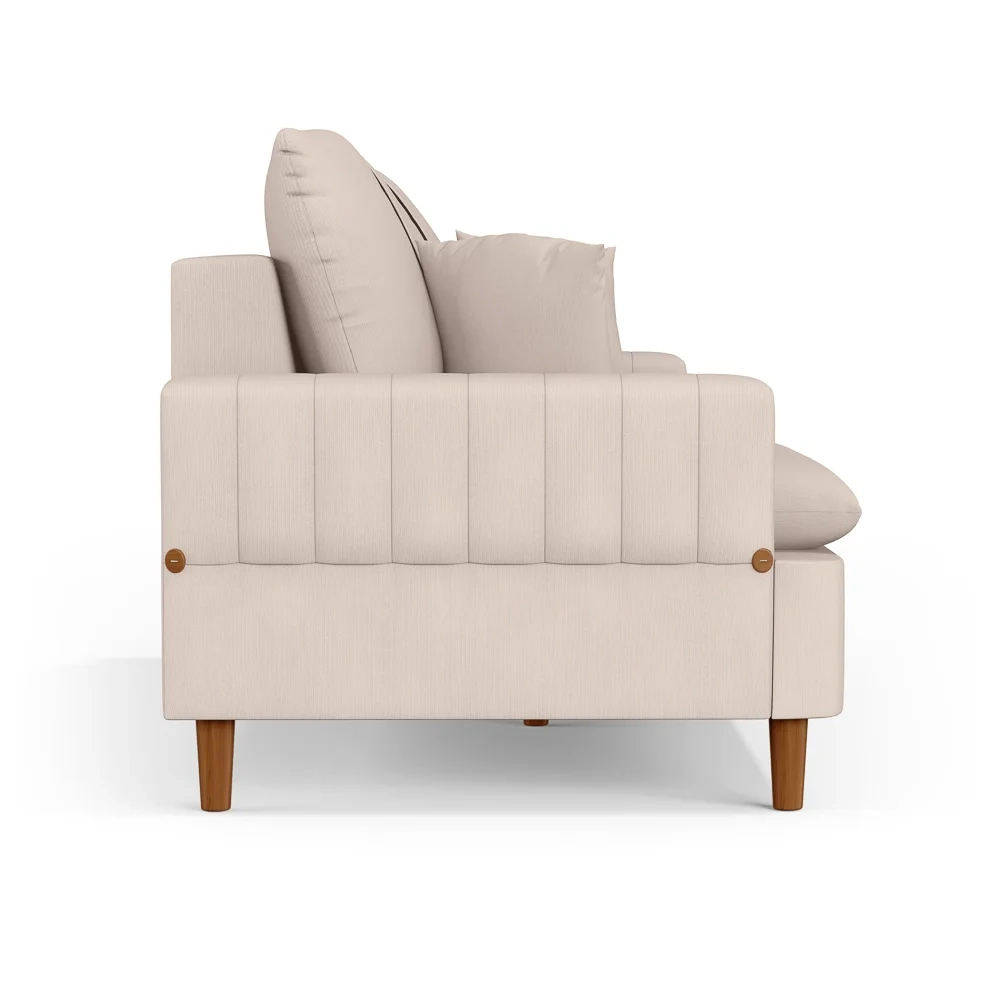 Sofá Living 2 Lugares 160cm com Almofadas Veras D05 Suede Bege Claro - Mpozenato