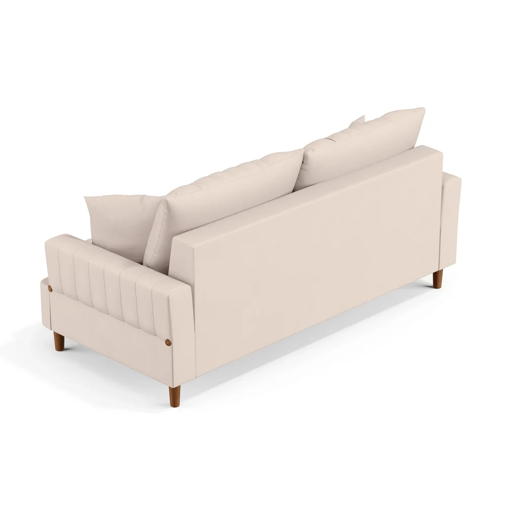 Sofá Living 2 Lugares 160cm com Almofadas Veras D05 Suede Bege Claro - Mpozenato