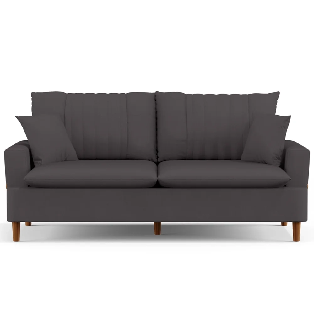 Sofá Living 3 Lugares 180cm com Almofadas Veras D05 Suede Cinza - Mpozenato