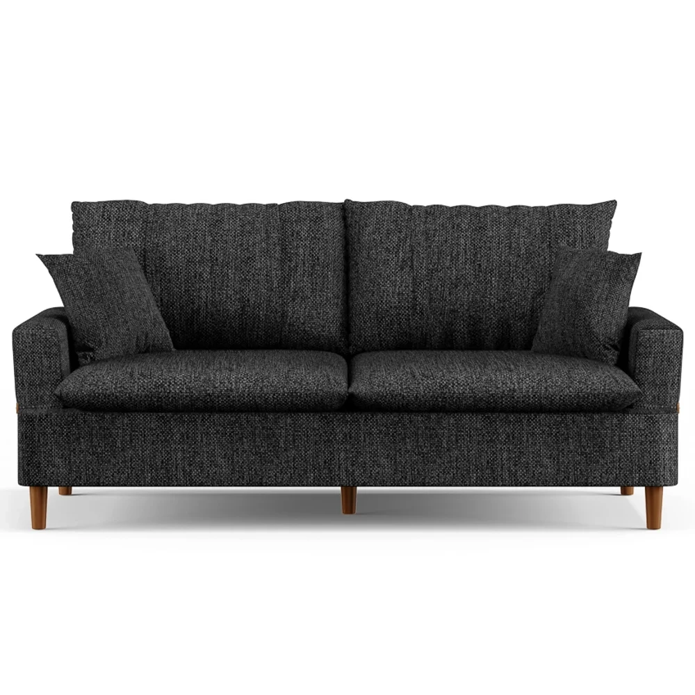 Sofá Living 3 Lugares 180cm com Almofadas Veras D05 Linho Grafite - Mpozenato