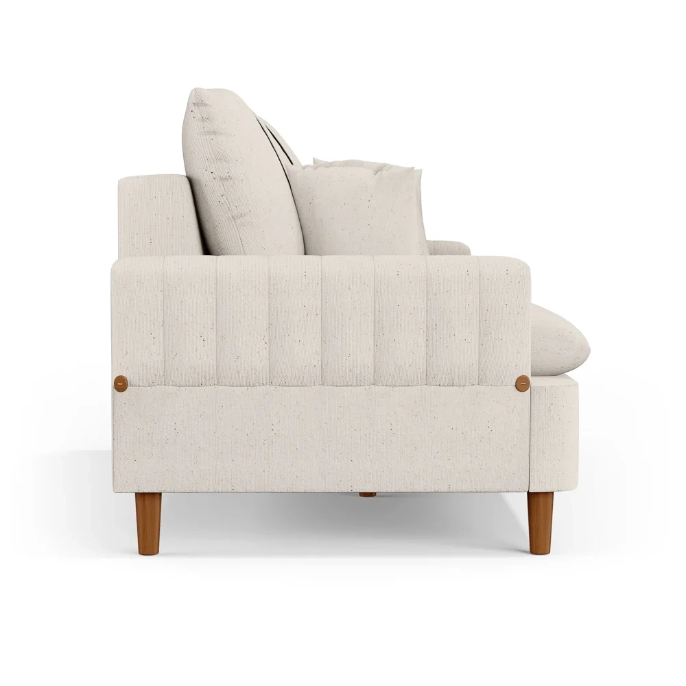 Sofá Living 3 Lugares 180cm com Almofadas Veras D05 Linho Cru - Mpozenato