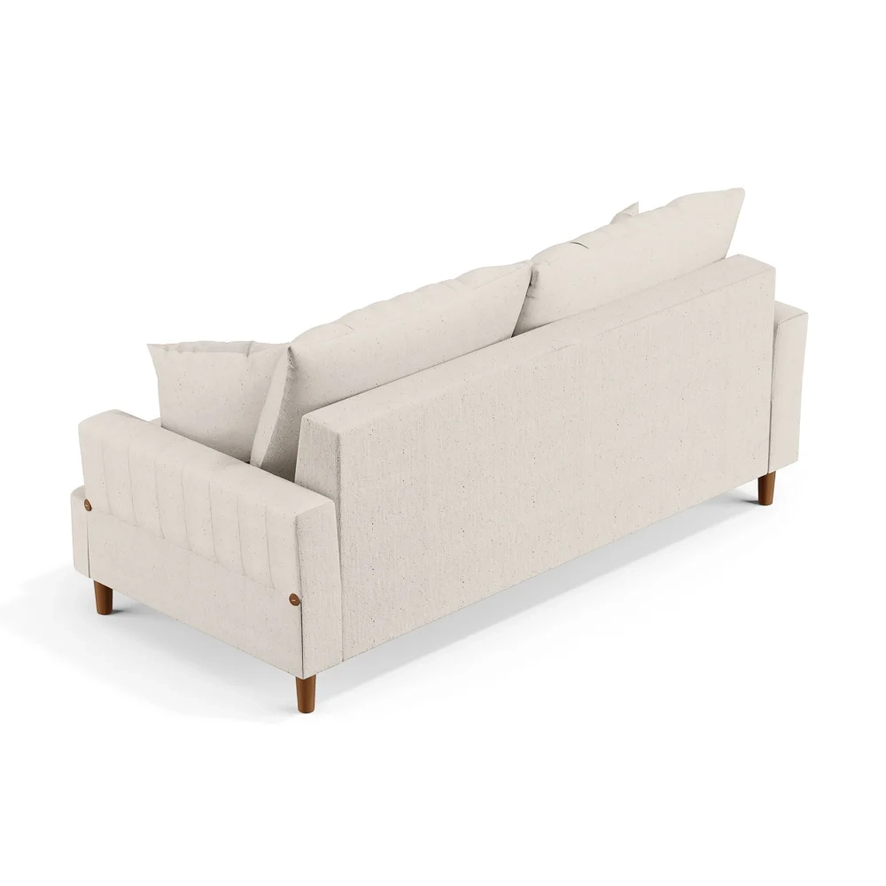 Sofá Living 3 Lugares 180cm com Almofadas Veras D05 Linho Cru - Mpozenato