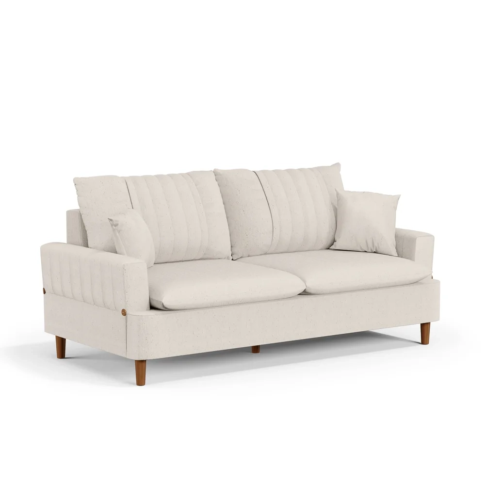 Sofá Living 3 Lugares 180cm com Almofadas Veras D05 Linho Cru - Mpozenato