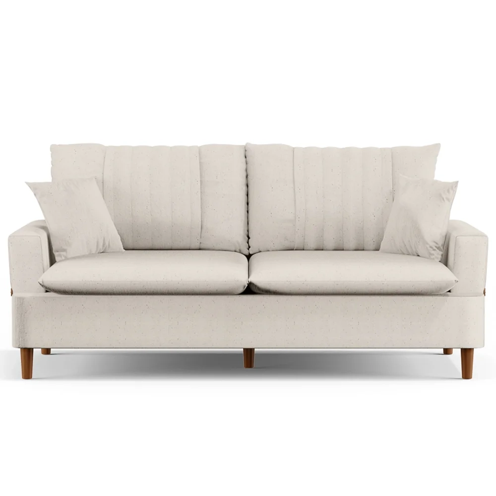 Sofá Living 3 Lugares 180cm com Almofadas Veras D05 Linho Cru - Mpozenato