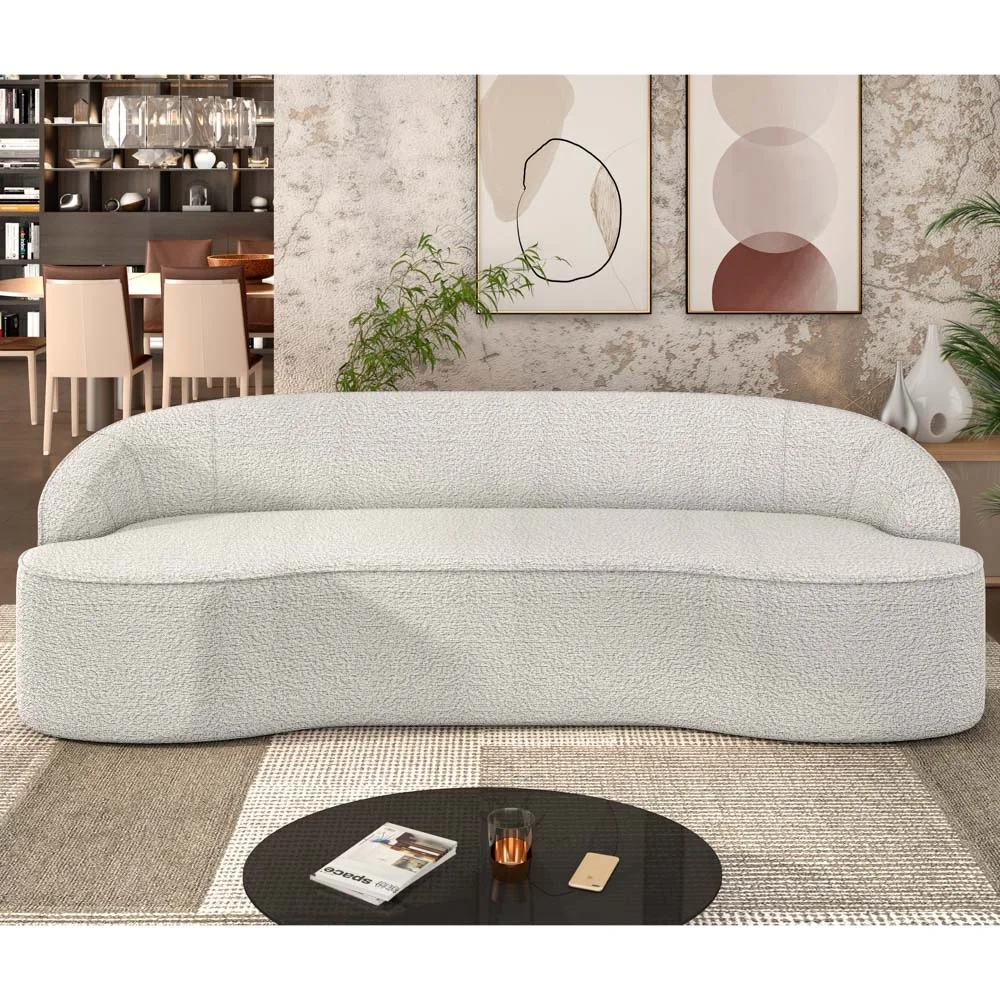 Sofá 2 Lugares para Sala de Estar Living 150cm Theo D06 Boucle Creme - Mpozenato