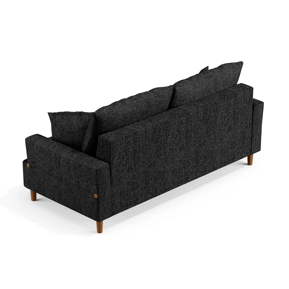 Sofá Living 3 Lugares 200cm com Almofadas Veras D05 Linho Grafite - Mpozenato