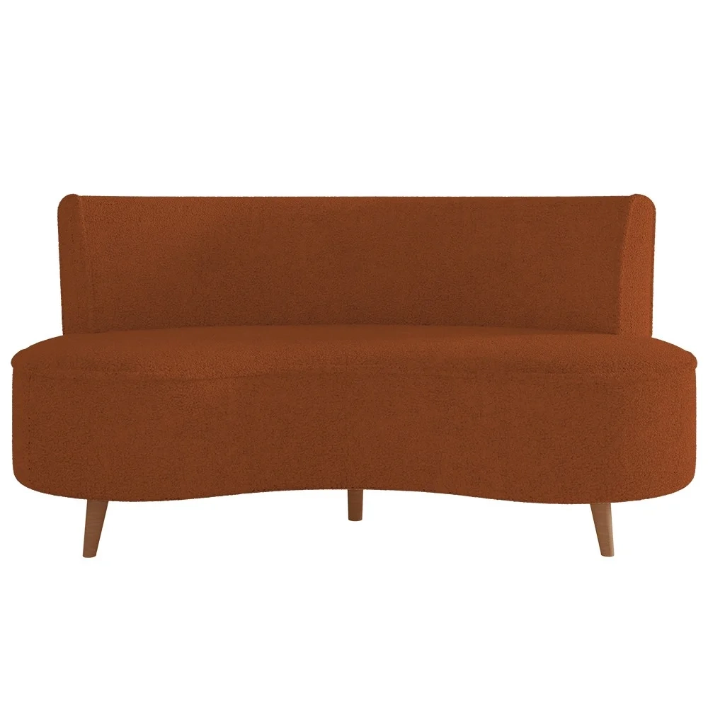Sofá 2 Lugares para Sala Living 135cm Pés Palito Korah Z08 Boucle Terracota - Mpozenato