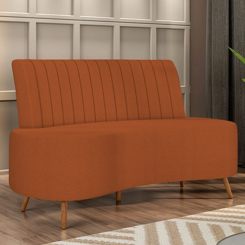 Sofá 2 Lugares para Sala Living 160cm Pés Palito Tamar Z08 Boucle Terracota - Mpozenato