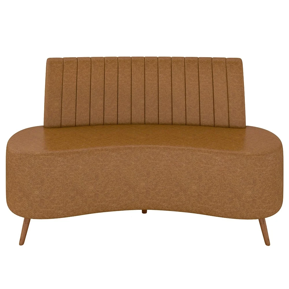 Sofá 2 Lugares para Sala Living 160cm Pés Palito Tamar Z08 Sintético Caramelo - Mpozenato