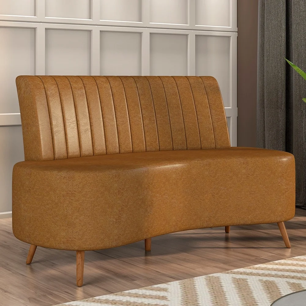 Sofá 2 Lugares para Sala Living 160cm Pés Palito Tamar Z08 Sintético Caramelo - Mpozenato