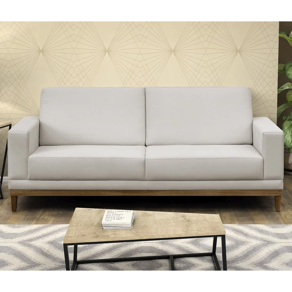Sofá Living 200cm 3 Lugares Kayrós D05 Suede Bege - Mpozenato