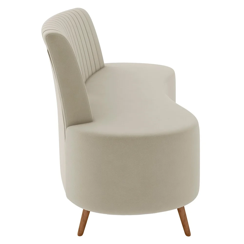Sofá 2 Lugares para Sala Living 160cm Pés Palito Tamar Z08 Veludo Bege - Mpozenato