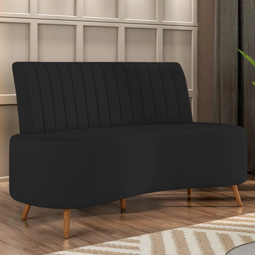 Sofá 2 Lugares para Sala Living 160cm Pés Palito Tamar Z08 Veludo Preto - Mpozenato