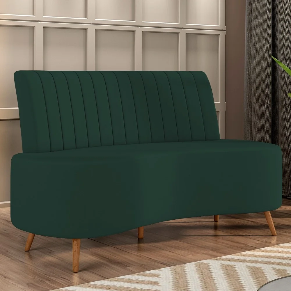 Sofá 2 Lugares para Sala Living 160cm Pés Palito Tamar Z08 Veludo Verde - Mpozenato