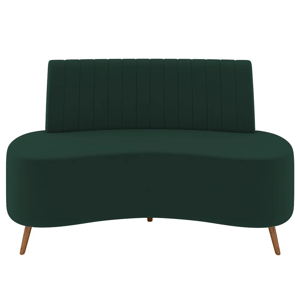 Sofá 2 Lugares para Sala Living 160cm Pés Palito Tamar Z08 Veludo Verde - Mpozenato