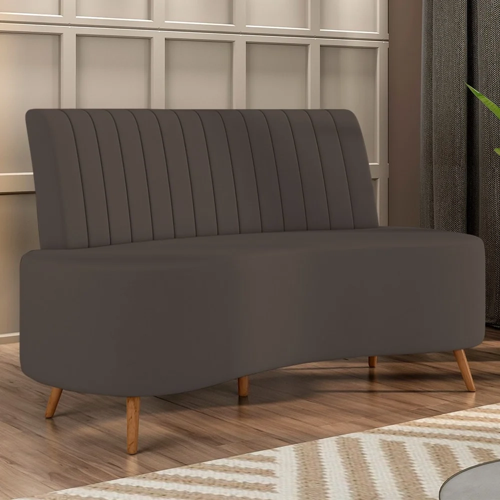Sofá 2 Lugares para Sala Living 160cm Pés Palito Tamar Z08 Veludo Marrom - Mpozenato