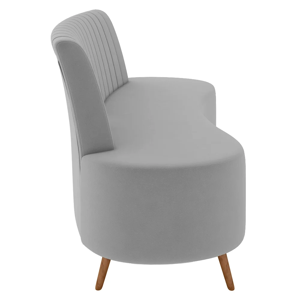 Sofá 2 Lugares para Sala Living 160cm Pés Palito Tamar Z08 Veludo Cinza - Mpozenato