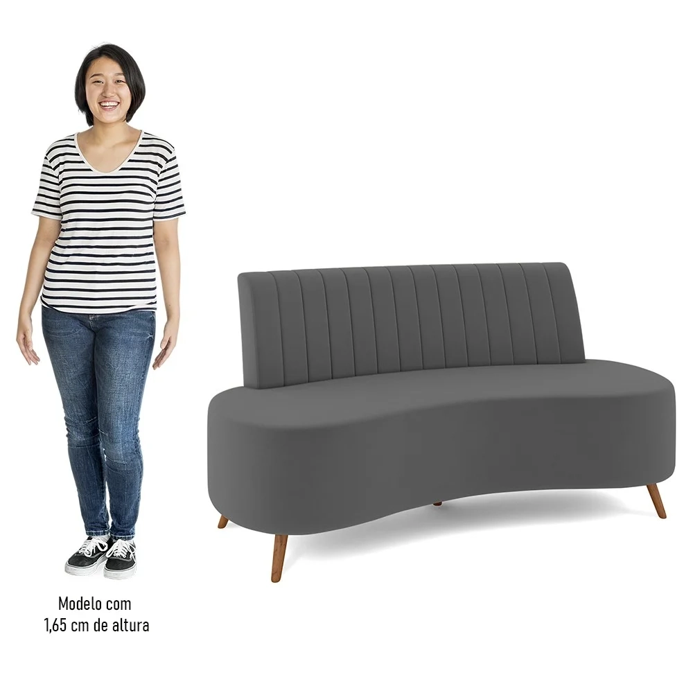 Sofá 2 Lugares para Sala Living 160cm Pés Palito Tamar Z08 Veludo Cinza Escuro - Mpozenato