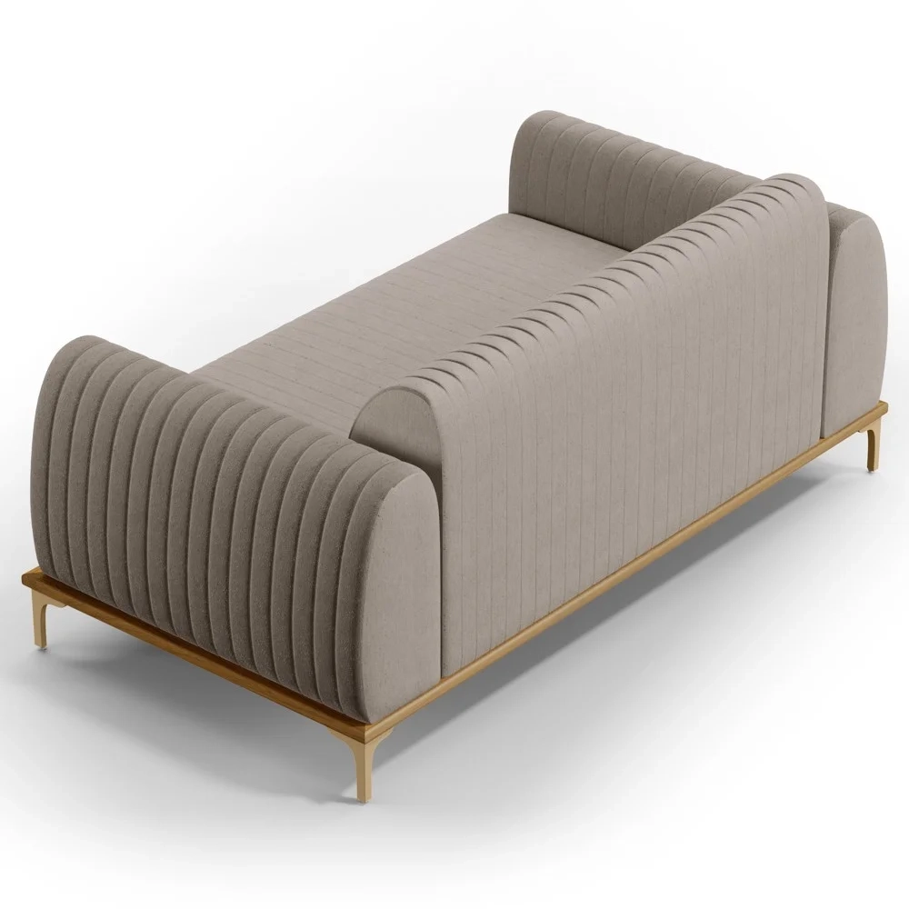 Sofá 150cm 2 Lugares Base Gold Molino D06 Linho C-370 Bege - Mpozenato