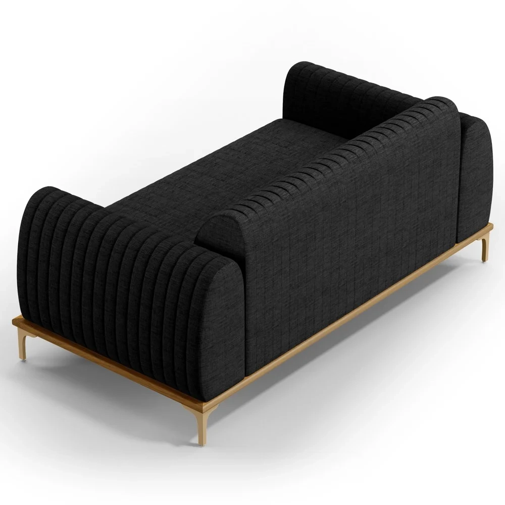 Sofá 150cm 2 Lugares Base Gold Molino D06 Linho D-465 Chumbo - Mpozenato