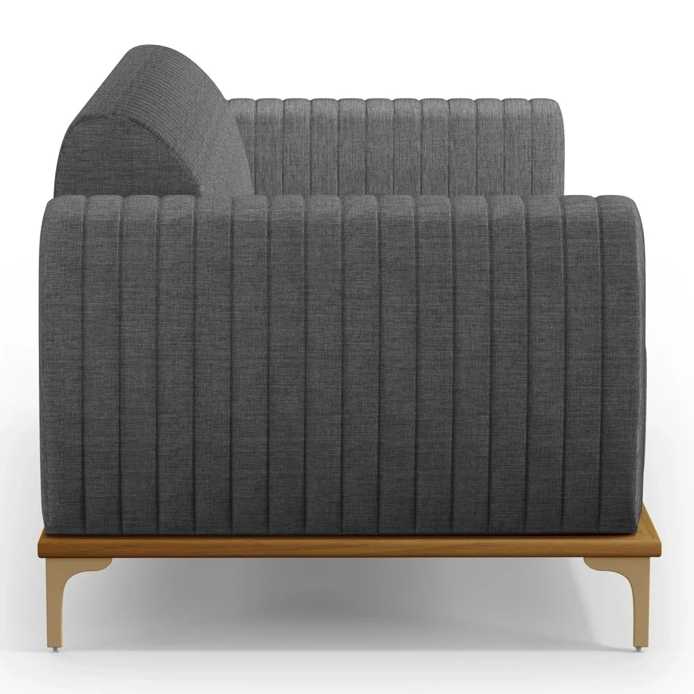 Sofá 150cm 2 Lugares Base Gold Molino D06 Linho C-416 Cinza Escuro - Mpozenato